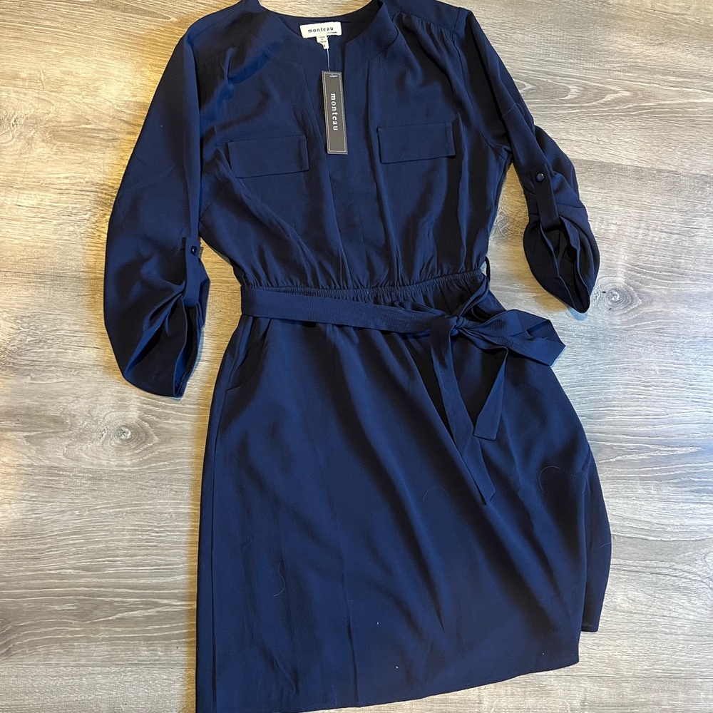 Navy blue Monteau tie dress